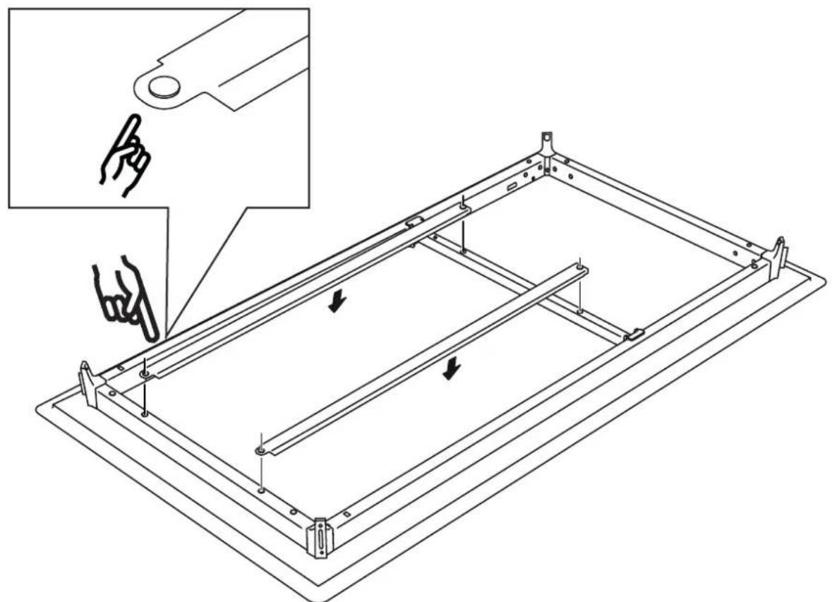 Technical diagram showing a mechanical assembly with labeled parts and directional arrows indicating motion or movement.