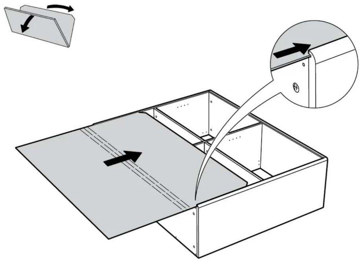 Technical diagram showing a mechanical assembly with directional arrows indicating movement, including a magnified inset of the component.