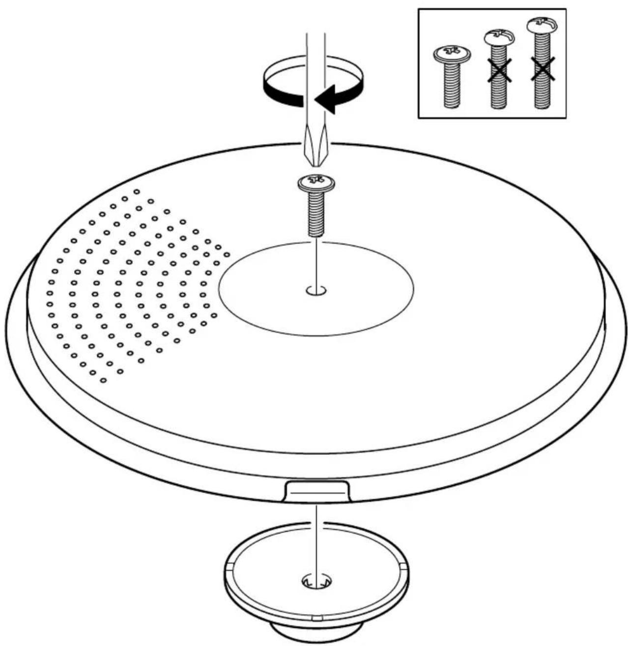 Diagram illustrating a mechanical process with rotating components and cross-sectional view of three bolt holes