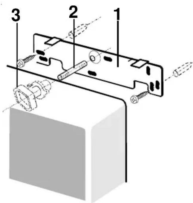 Technical diagram of a mechanical assembly with numbered components and alignment indicators