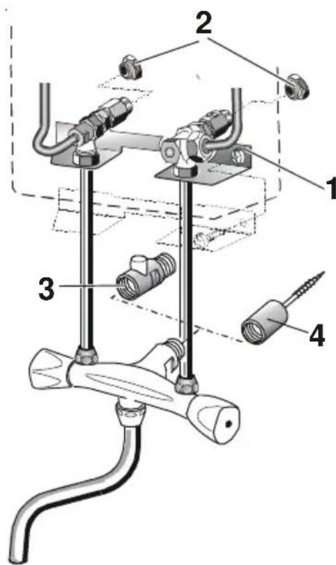 Technical diagram of a mechanical device with numbered components, likely for assembly or maintenance instructions.