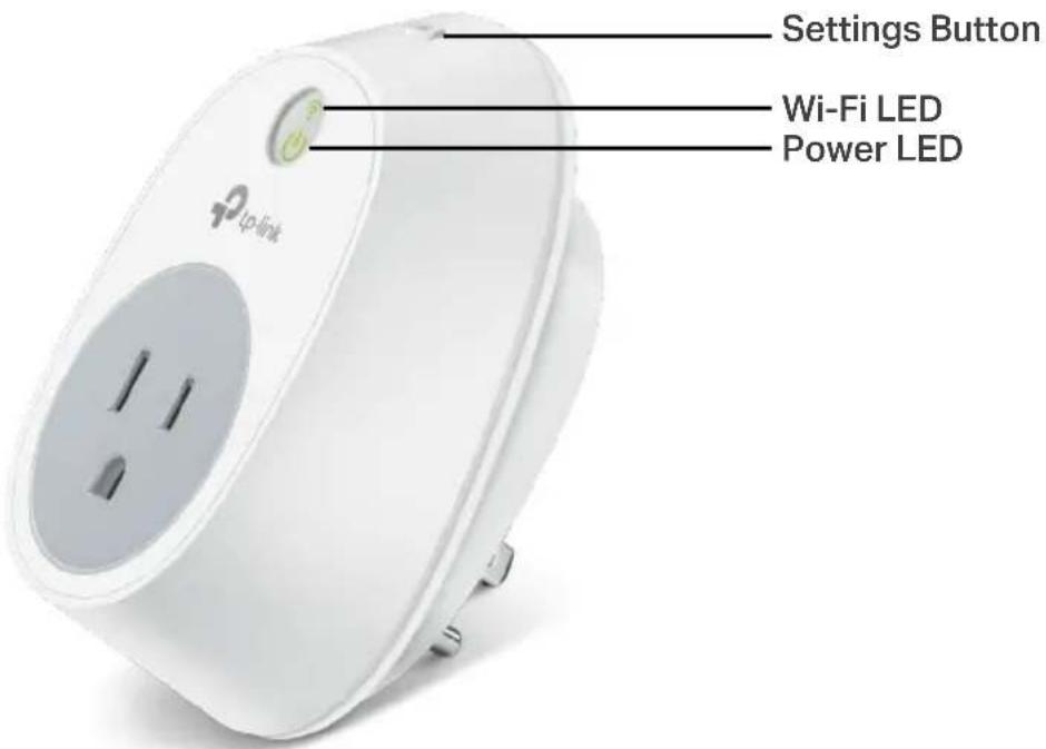 Settings Button Wi-Fi LED Power LED