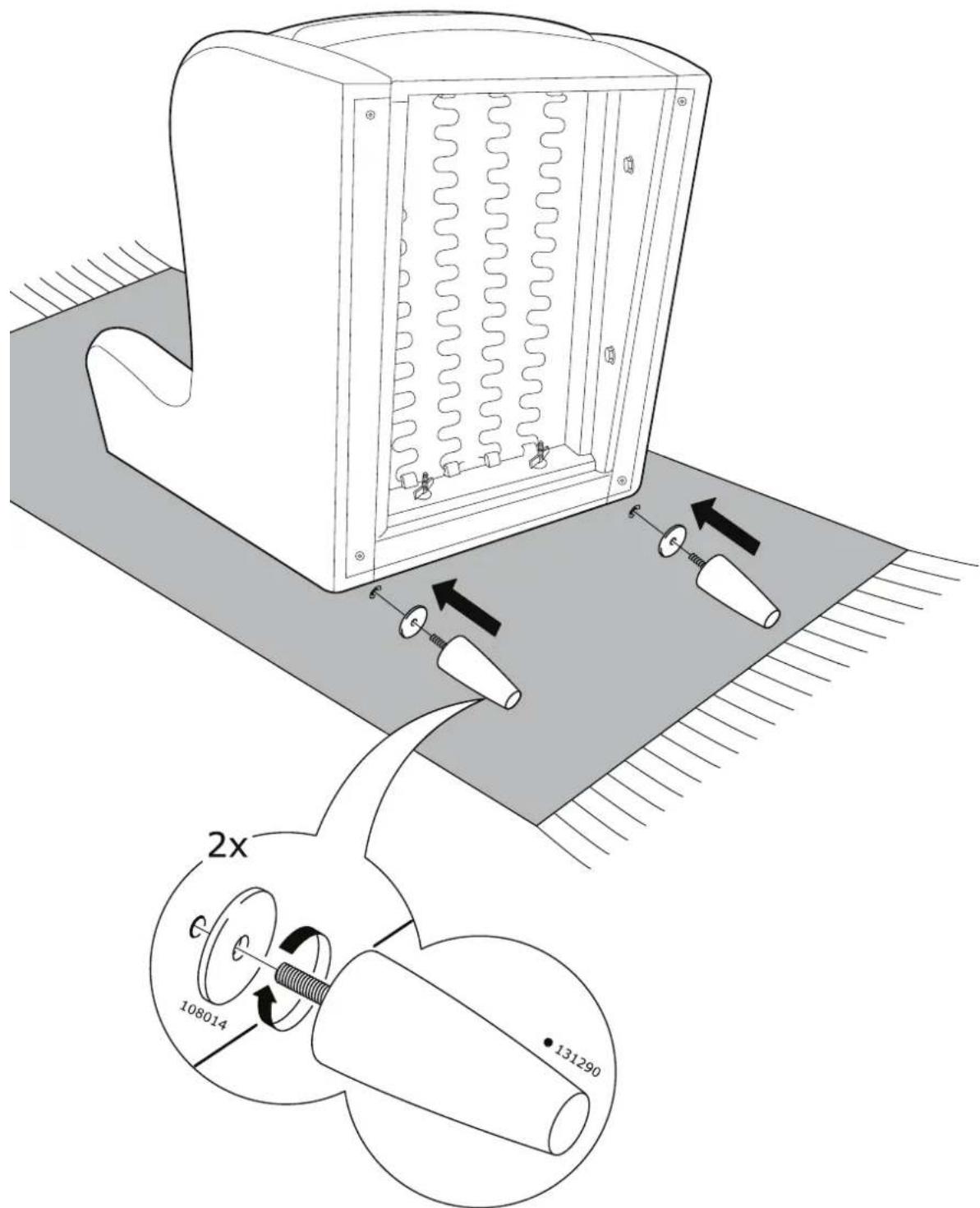 Technical diagram of a mechanical device with labeled parts and directional arrows indicating assembly or operation.