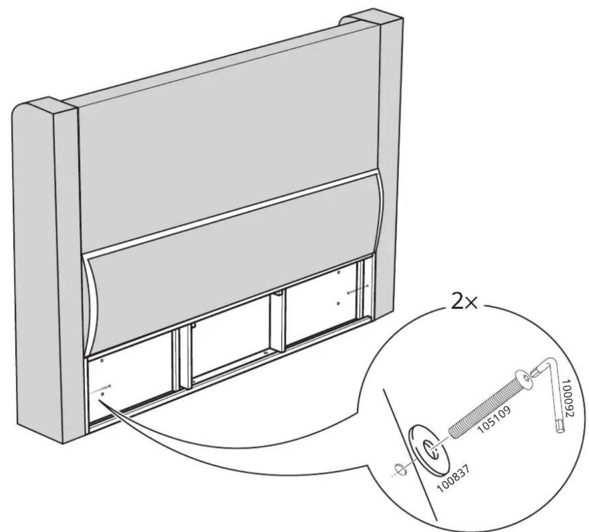 Technical diagram of a wall-mounted device with labeled components and a magnified inset showing a coiled cable connection.