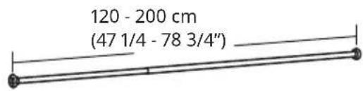 120 - 200 cm (47 1/4 - 78 3/4")