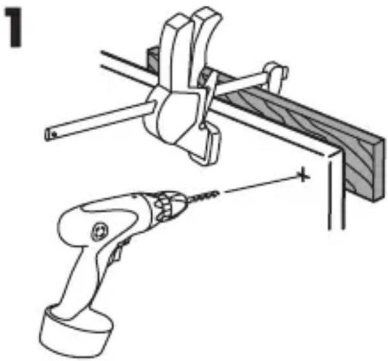 Technical illustration of a mechanical tool and a robotic arm, showing assembly steps (no text or symbols)