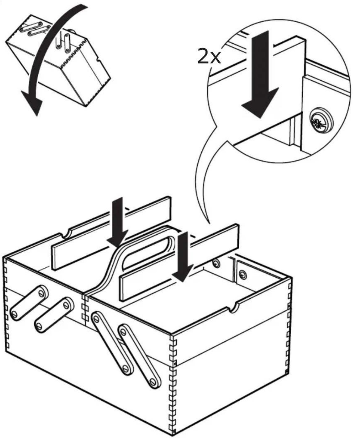 Technical diagram illustrating a mechanical assembly with labeled components and 2x magnification indicator
