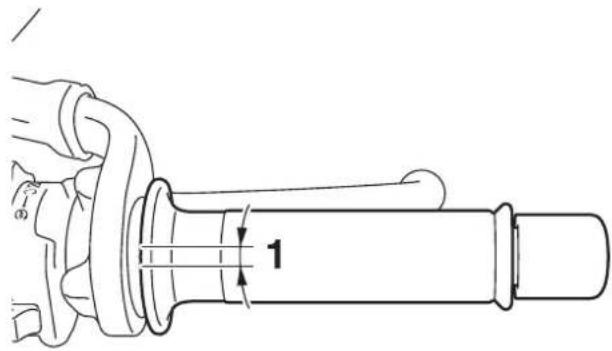 Technical diagram of a mechanical component with labeled parts and dimension annotation '1'