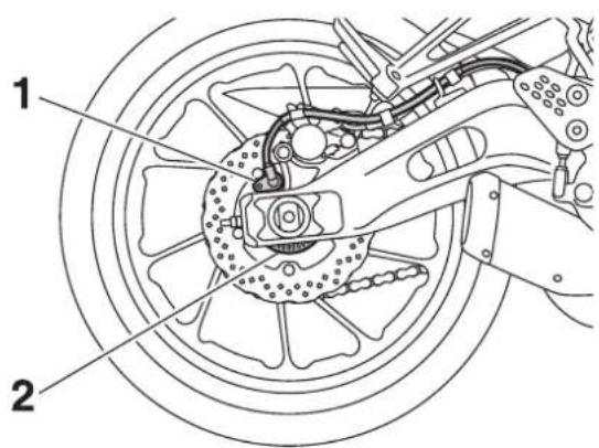 Technical diagram of a bicycle brake system with labeled components