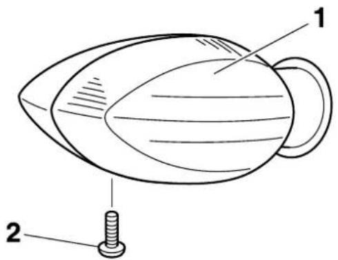 Technical diagram of a mechanical component with labeled parts 1 and 2