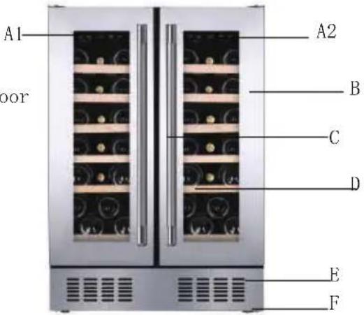HOOVER HWCB 60D UKBM - HWCB 60DD UKBM: 2 Single Zones (Left & Right)--19+19 Bottles - 2