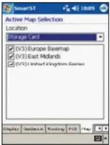 SmartIST Active Map Selection Location Storage Card (V3) Europe Basemap (V3) East Midlands (V3) Inshard Kingdom Geography Display Display in Routing Print Map