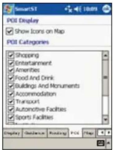 SmartST POI Display Show Icons on Map POI Categories Shopping Entertainment Amerities Food And Drink Buildings And Monuments Accommodation Transport Automotive Facilities Sports Facilities
