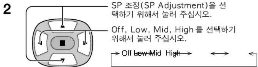 2 Tryck för att välja SP-justering (SP Adjustment). Tryck för att välja Off, Low, Mid, High. → Off Low Mid High → ← ←