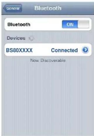 General Bluetooth Bluetooth ON Devices BS80XXXX Connected Now Discoverable