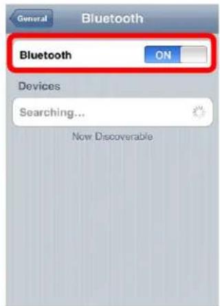 General Bluetooth Bluetooth ON Devices Searching... Now Discoverable