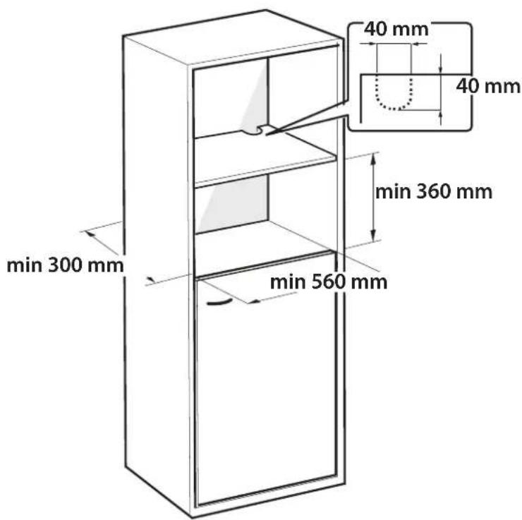40 mm 40 mm min 360 mm min 300 mm min 560 mm