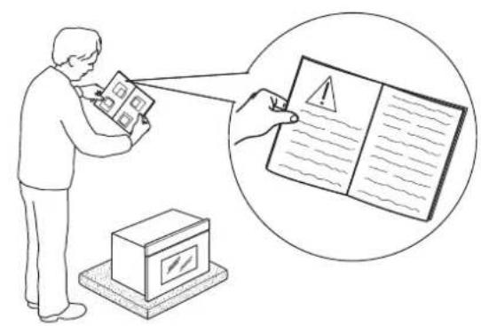 Illustration showing a person using a document to inspect a document with an exclamation mark, alongside a magnified view of the document's error.