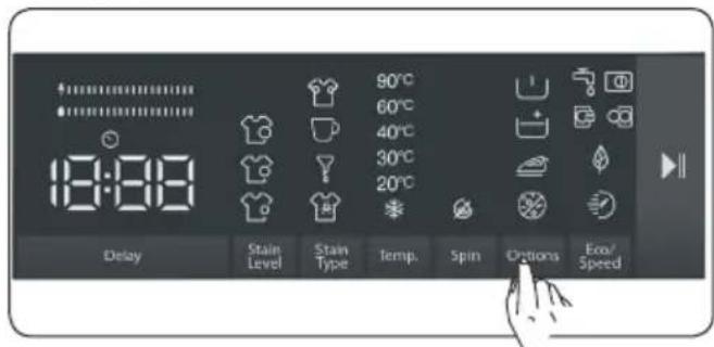 90°C 60°C 40°C 30°C 20°C Delay Stain Level Stain Type Temp. Spin Options Eco/Speed