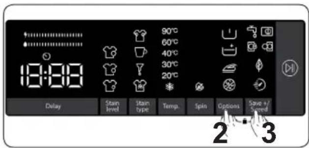 19:00 Delay Stain level Stain type Temp. Spin Options Save +/Speed 90°C 60°C 40°C 30°C 20°C 2 3