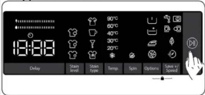 18:00 90°C 60°C 40°C 30°C 20°C Delay Stain level Stain type Temp Spin Options Save +/Speed