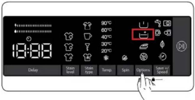 19:88 90°C 60°C 40°C 30°C 20°C Delay Stain level Stain type Temp. Spin Options Save +/Speed