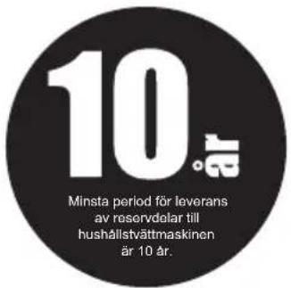 10 Minsta period för leverans av reservdelar till hushällstvättmaskinen är 10 år.