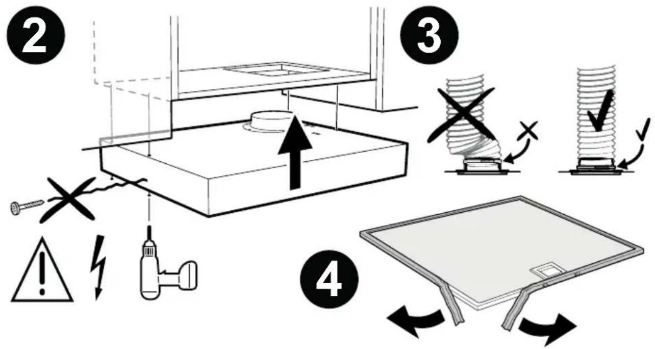 Diagram illustrating four steps of a mechanical or electrical installation procedure: pinning, tooling, assembly, and mounting.