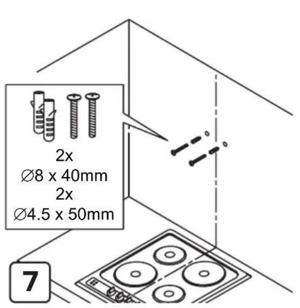 2x Ø8 x 40mm 2x Ø4.5 x 50mm 7