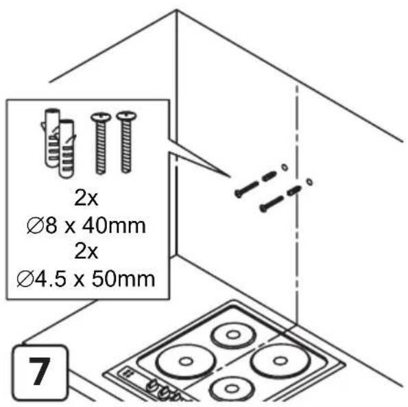 2x Ø8 x 40mm 2x Ø4.5 x 50mm 7