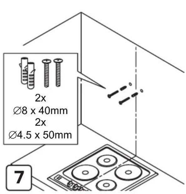 2x Ø8 x 40mm 2x Ø4.5 x 50mm 7