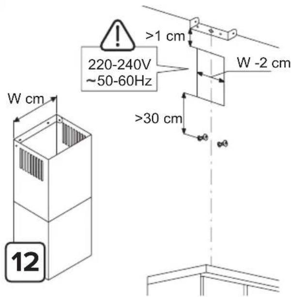 W cm 12 220-240V ~50-60Hz >1 cm W -2 cm >30 cm