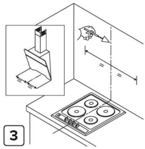 Diagram illustrating kitchen appliance installation steps with labeled components and dimensions