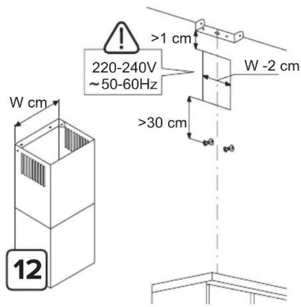 W cm 12 220-240V ~50-60Hz >1 cm W -2 cm >30 cm