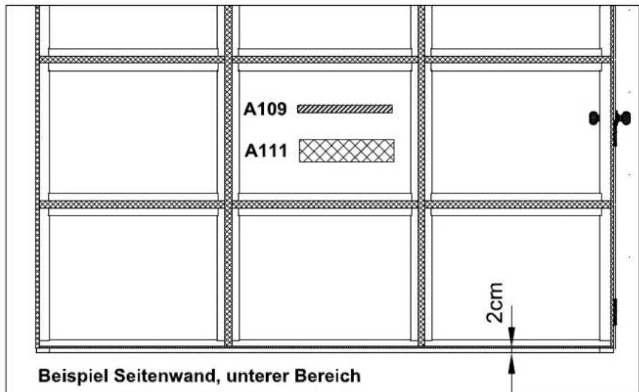 A109 A111 2cm Beispiel Seitenwand, unterer Bereich