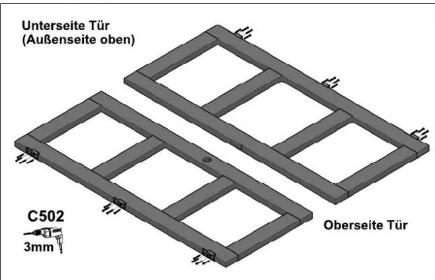 Unterseite Tür (Außenseite oben) C502 3mm Oberseite Tür