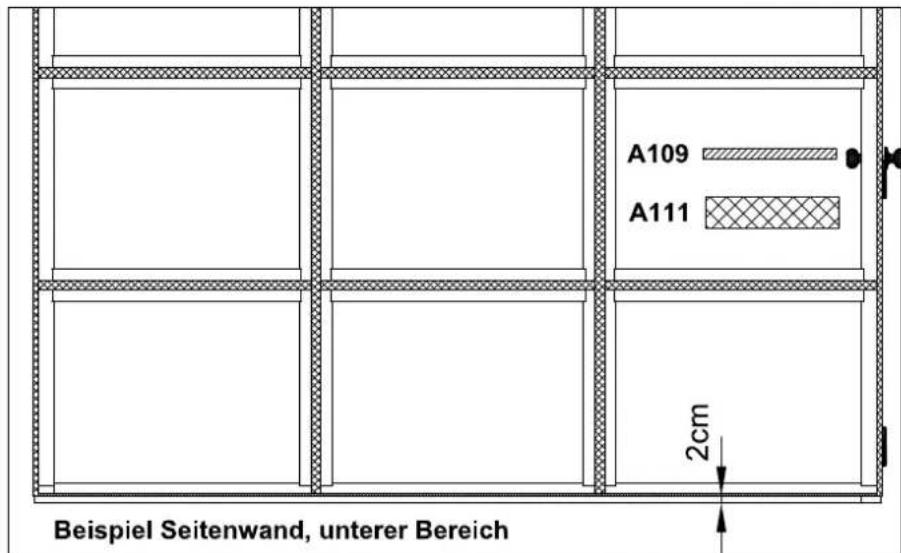 A109 A111 2cm Beispiel Seitenwand, unterer Bereich