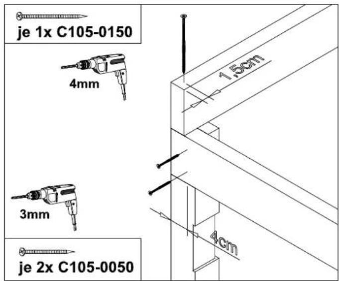 je 1x C105-0150 4mm 1.5cm 3mm 4cm je 2x C105-0050