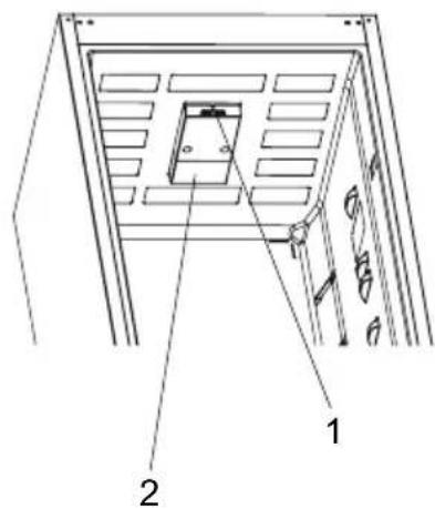 Technical diagram of a door frame with labeled components and directional arrows