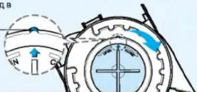 Technical diagram showing gear mechanism with labeled components and directional arrows