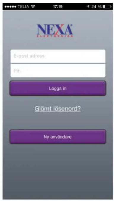 NEXA® E-post adress Pin Logga in Glömt lösenord? Ny användare