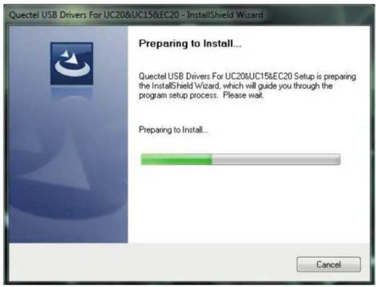 Quectel USB Drivers For UC20&UC15&EC20 - InstallShield Wizard Preparing to Install... Quectel USB Drivers For UC20&UC15&EC20 Setup is preparing the InstallShield Wizard, which will guide you through the program setup process. Please wait. Preparing to Install... Cancel