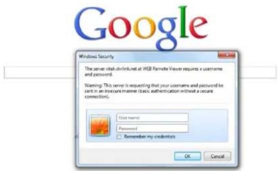 Google Windows Security The server vitask Dublinkinet at WEB Remote Viewer requires a username and password. Warning: This server is requesting that your username and password be zent in an insecure manner (basic authentication without a secure connection). User name: Password: Remember my credentials OK Cancel