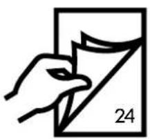 Simple line drawing of a hand holding a folded paper or document, with the number 24 labeled on it (no text or symbols beyond the number)