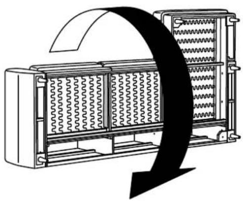 Diagram of a mechanical device with coiled spring-like components and a black arrow indicating rotation (no text or symbols)