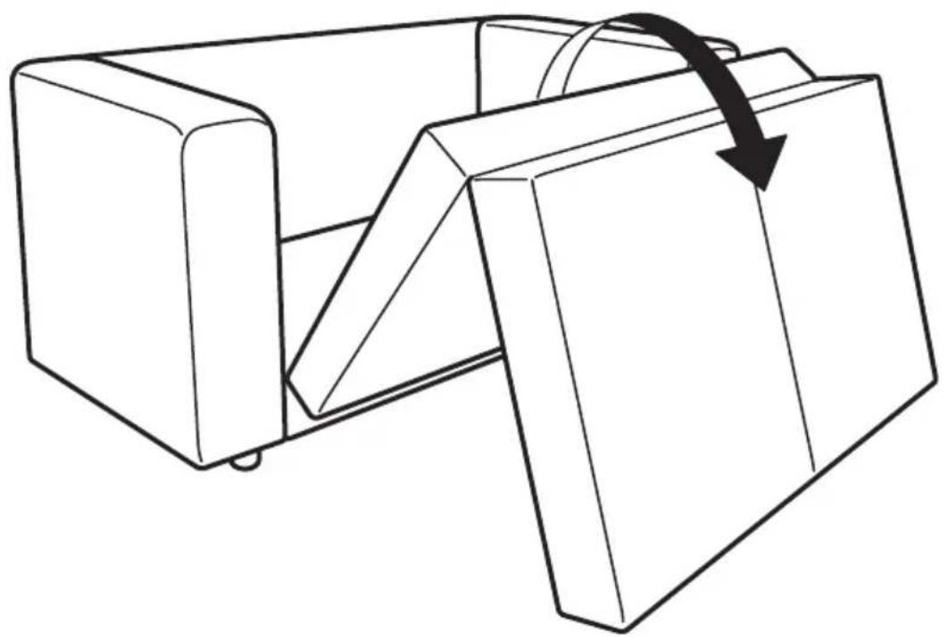 Line drawing of a mechanical component with an arrow indicating rotational motion (no text or symbols)