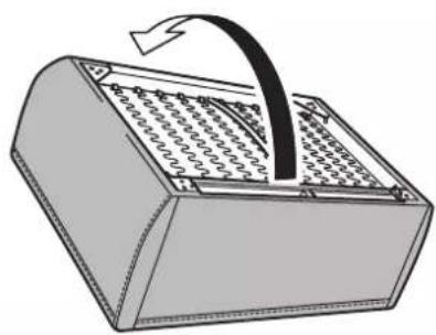 Illustration of a mechanical device with a curved arrow indicating rotation or force (no text or symbols)