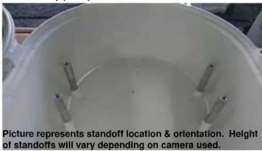 Picture represents standoff location & orientation. Height of standoffs will vary depending on camera used.