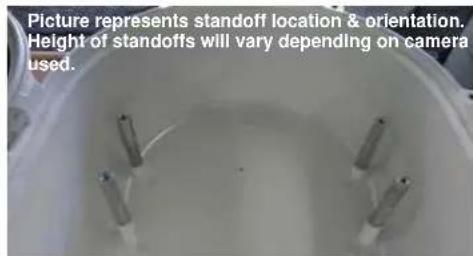 Picture represents standoff location & orientation. Height of standoffs will vary depending on camera used.