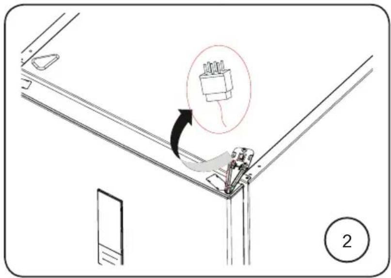 Technical diagram showing a mechanical assembly with an inset image of a component being inserted, labeled with number 2.